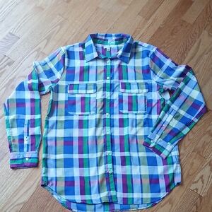GAP Relaxed Fit Plaid Polyester Casual Button Down Shirt ■ Size S